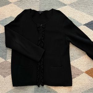 Talbots Knit Cotton Jacket…ruffle placket